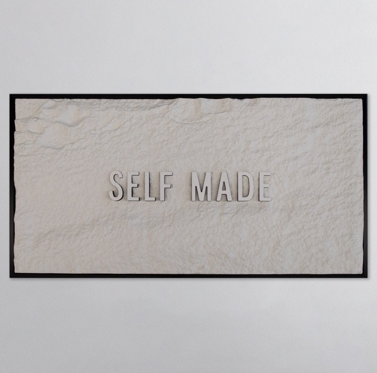 SELF MADE - WHITE 3D TEXT ON ALABASTER