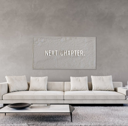 NEXT CHAPTER - SILVER 3D TEXT ON ALABASTER