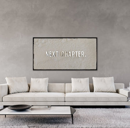 NEXT CHAPTER - SILVER 3D TEXT ON ALABASTER