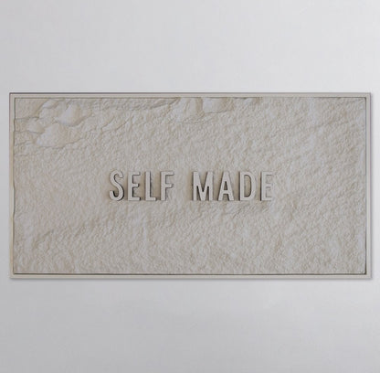 SELF MADE - WHITE 3D TEXT ON ALABASTER